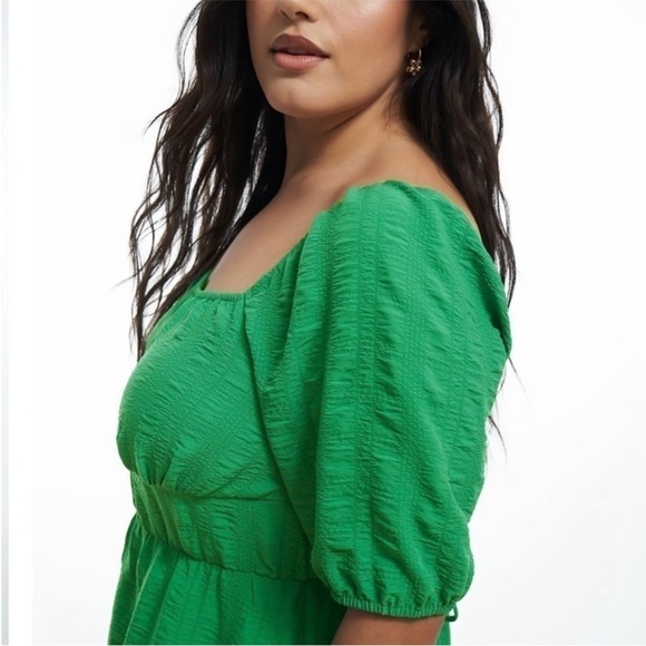 Addition Elle Green Maxi Tiered Lace-Up Peasant Dress Party Stretch size 3X - Picture 5 of 16